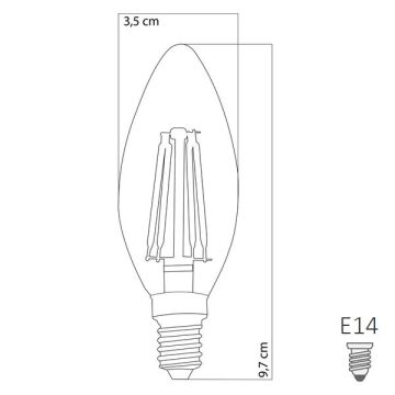 HEKA ERD-93 6 Watt Şeffaf Camlı Rustik Kıvrık Mum Ampul - Beyaz Işık (6500K)