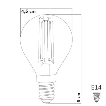 HEKA ERD-44 6 Watt E14 Duylu Şeffaf Camlı G45 Rustik Top Ampul - Gün Işığı (3000K)