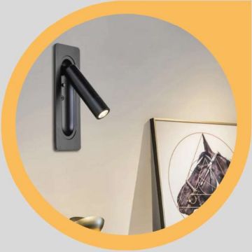 MOLLED MOL8035 3 Watt Siyah Yatak Başı LED Aplik - Gün Işığı (3000K)