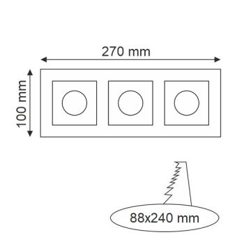HELIOS HS 1402 Sıva Altı Siyah Üçlü Spot Kasası (Metal)