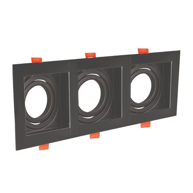 HELIOS HS 1402 Sıva Altı Siyah Üçlü Spot Kasası (Metal)