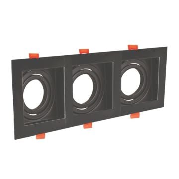HELIOS HS 1402 Sıva Altı Siyah Üçlü Spot Kasası (Metal)