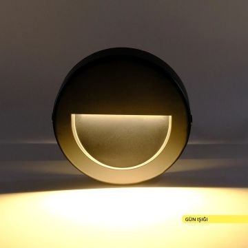 ACK AH07-05201 4 Watt Siyah Sıva Üstü Kare Dış Mekan LED Merdiven Armatürü - Gün Işığı (3000K) - PC Gövde