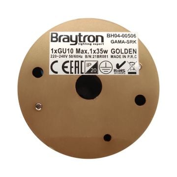 Braytron BH04-00506 5.5x10 cm Mat Gold Sıva Üstü Silindir Spot Kasası (GU10 Duylu)