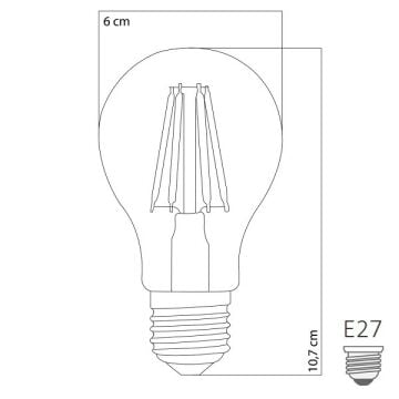 HEKA ERD-253 12 Watt Şeffaf Camlı A60 Rustik LED Ampul - Gün Işığı (3000K)