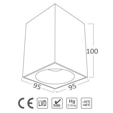 Braytron BH04-30410 10x10x10 cm Beyaz-Siyah Sıva Üstü Spot Kasası (GU10 Duylu)