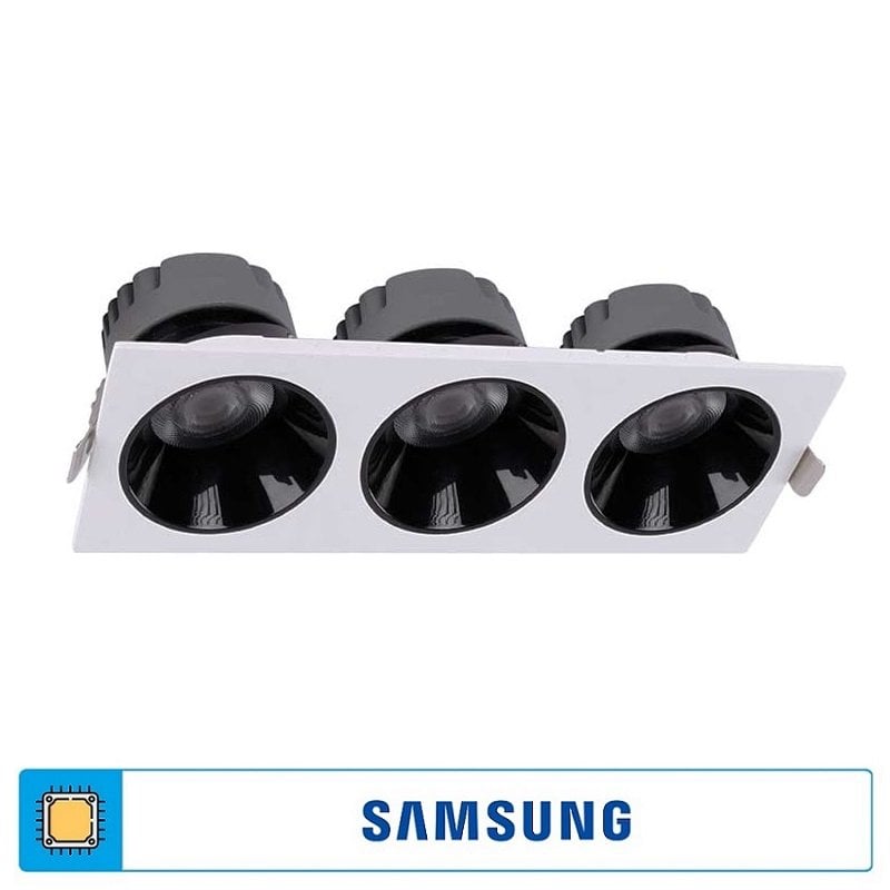 ACK AD10-02710 3x18 Watt Siyah-Beyaz Üçlü Sıva Altı SAMSUNG LED Spot - Ilık Beyaz (4000K)