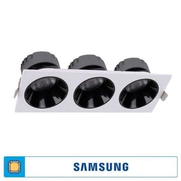 ACK AD10-02710 3x18 Watt Siyah-Beyaz Üçlü Sıva Altı SAMSUNG LED Spot - Ilık Beyaz (4000K)