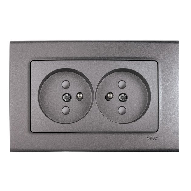 VİKO Linnera Life 90442057 Çocuk Korumalı Topraklı İkili UPS Priz [Granit Grisi]