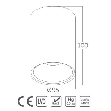 Braytron BH04-30401 10x10 cm Siyah Sıva Üstü Silindir Spot Kasası (GU10 Duylu)