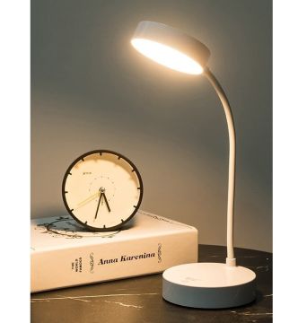 MOLLED MOL1917 Beyaz Dimli ve Dokunmatik, Şarjlı LED Masa Lambası - 3 Işık Renkli (Beyaz + Ilık Beyaz + Gün Işığı)