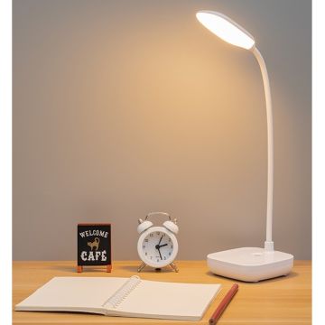 MOLLED MOL1922 Beyaz Dimli ve Dokunmatik, Şarjlı LED Masa Lambası - 3 Işık Renkli (Beyaz + Ilık Beyaz + Gün Işığı)