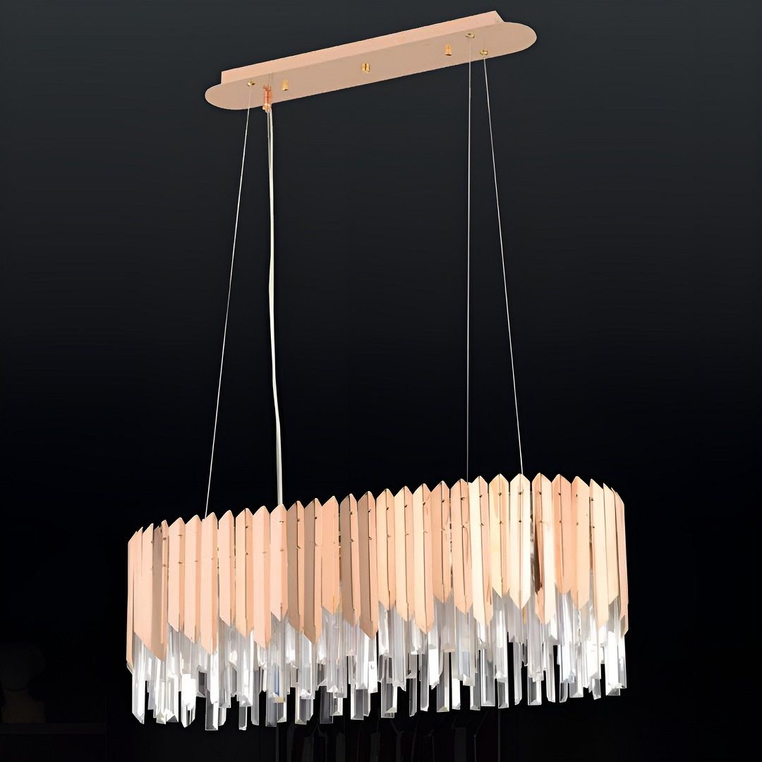 CL-400-L900 Kesme Camlı Bakır Modern Avize (90 cm)