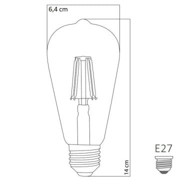 HEKA ERD-209 6 Watt Beyaz Işık ST64 Rustik Armut Ampul