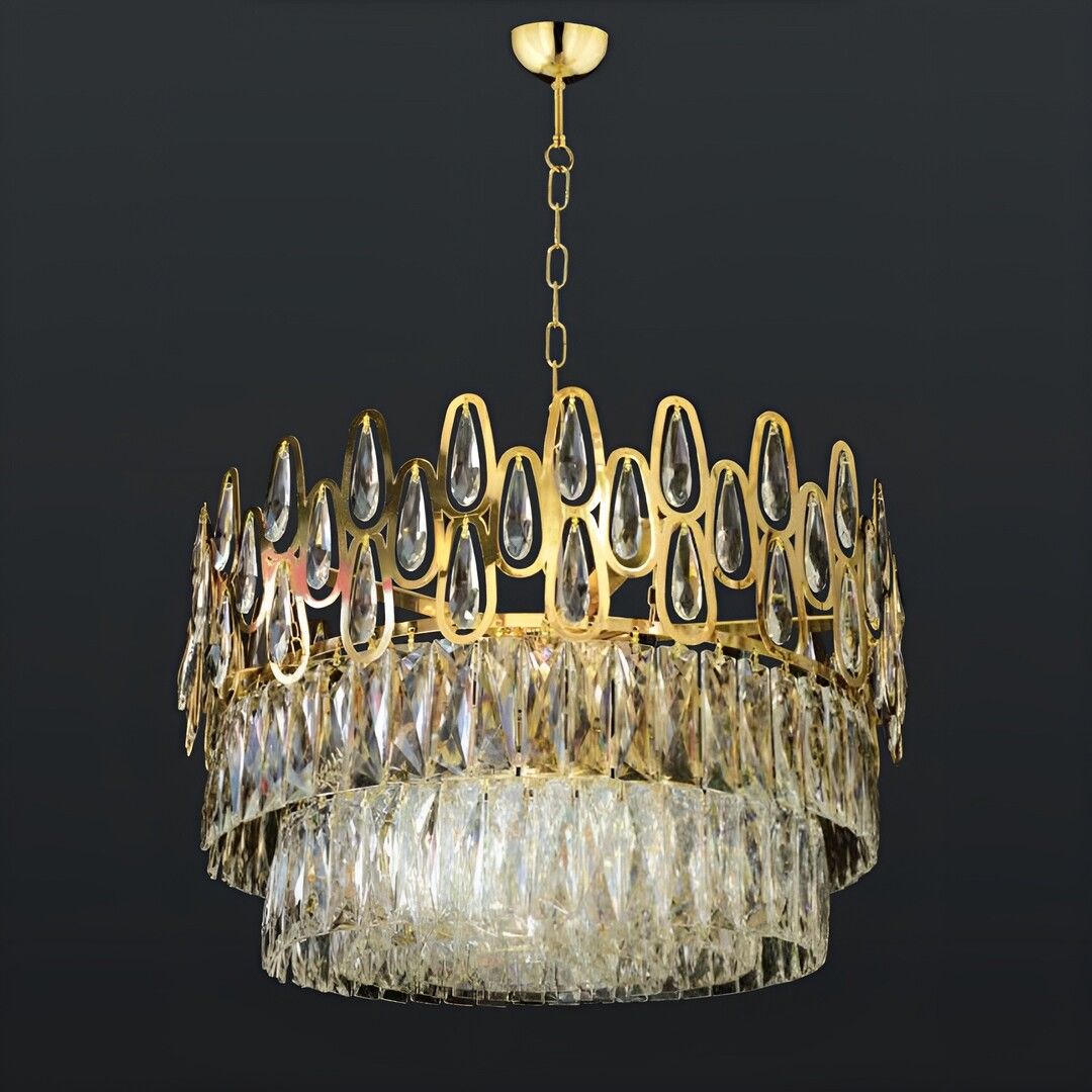 CL-417-600 Kesme Camlı Gold Modern Avize