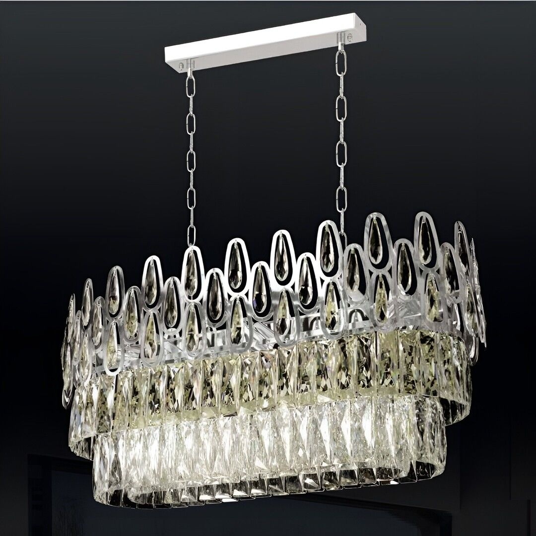 CL-417-L800 80 cm Kesme Camlı Krom Modern Avize