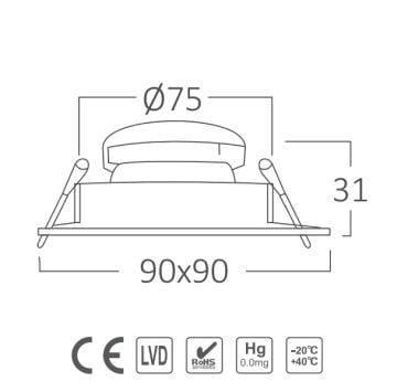 Braytron BH03-05211 Siyah Sıva Altı Kare Spot Kasası - Metal