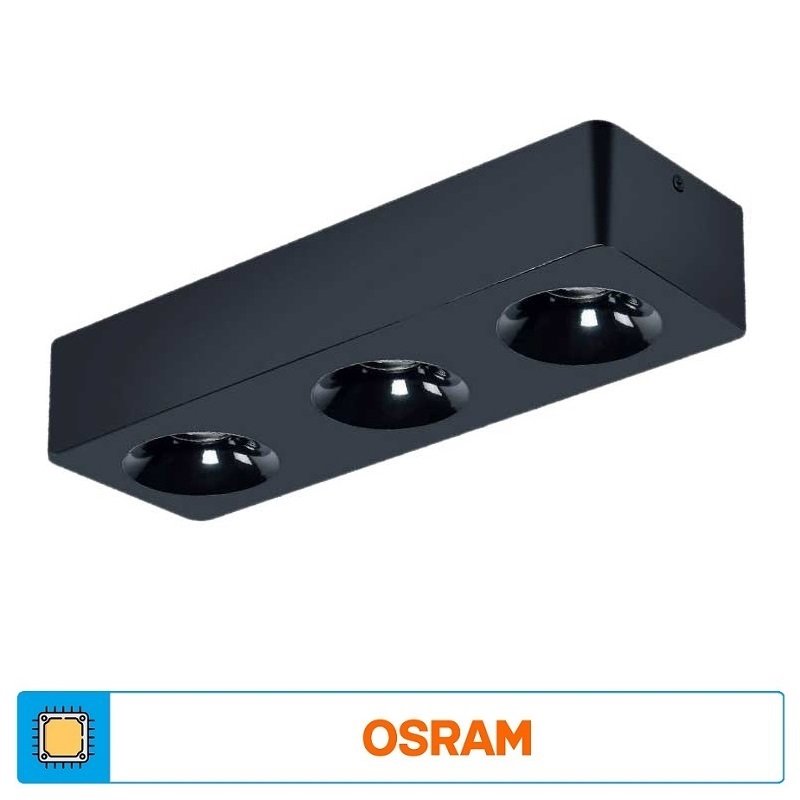 ACK AH12-01301 3x10 Watt 10x31x6 cm Beyaz-Platin Sıva Üstü Üçlü LED Spot - Metal - Ilık Beyaz (4000K)