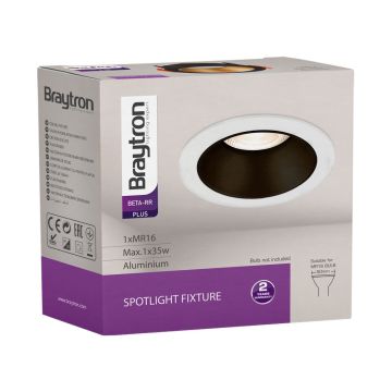 Braytron BH03-05110 Beyaz-Siyah Sıva Altı Yuvarlak Spot Kasası