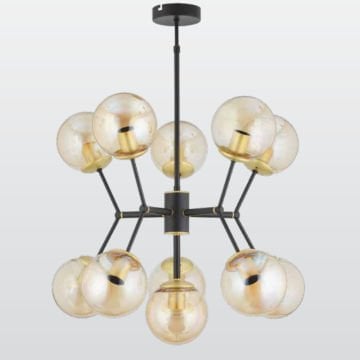 CL-312-5+1 Bal Camlı Siyah-Eskitme Altılı Modern Avize