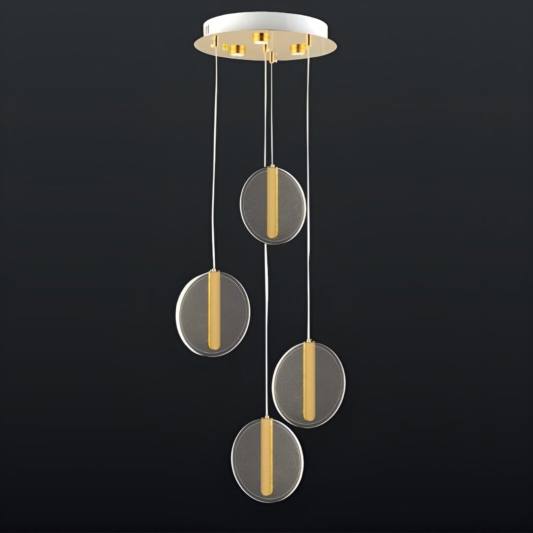 CL-762-4 49 Watt Dörtlü Gold/Krom Modern LED Avize - 3 Işık Renkli (Beyaz + Ilık Beyaz + Gün Işığı)