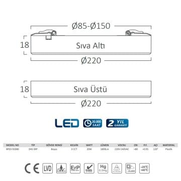 Braytron BP03-92080 20 Watt Sıva Altı/ Sıva Üstü Sensörlü Yuvarlak LED Panel - 3 Işık Renkli (Beyaz + Ilık Beyaz + Gün Işığı)