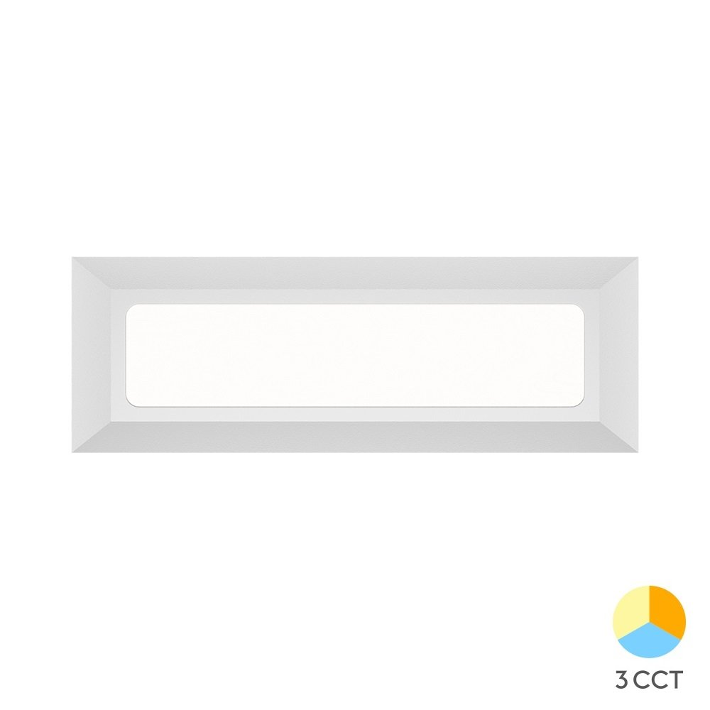 Braytron BG38-01880 3 Watt Beyaz Kasa Sıva Üstü Dikdörtgen Dış Mekan LED Merdiven Armatürü - 3 Işık Renkli (Beyaz + Ilık Beyaz + Gün Işığı)