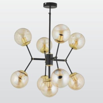 CL-312-4+1 Bal Camlı Siyah-Eskitme Beşli Modern Avize