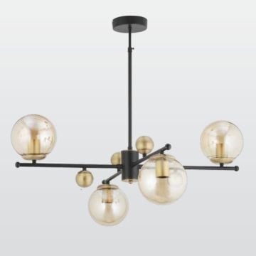 CL-310-4 Bal Küre Camlı Dörtlü Siyah-Eskitme Modern Avize