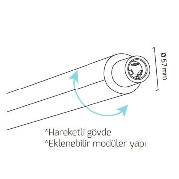 GOYA GY 8060-126 Siyah/Beyaz Kasa 60 Watt 126 cm Hareketli Gövdeli Eklenebilir Silindirik Lineer Sarkıt Armatür