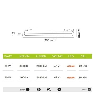 MOLLED MOL6026 20 Watt 60 cm Dali Dimli LED Magnet Armatür (OSRAM LED)