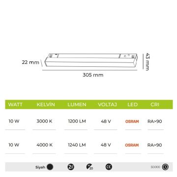 MOLLED MOL6025 10 Watt 30 cm Dali Dimli LED Magnet Armatür (OSRAM LED)