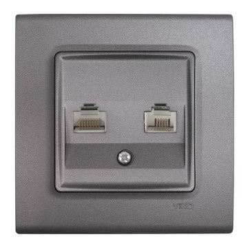 VİKO Linnera Life 90442080 Data-Nümeris-Telefon Prizi (RJ45 CAT6 - RJ11) [Granit Grisi]