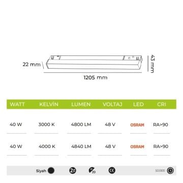 MOLLED MOL6035 40 Watt 120 cm Tuya Dimli LED Magnet Armatür (OSRAM LED)