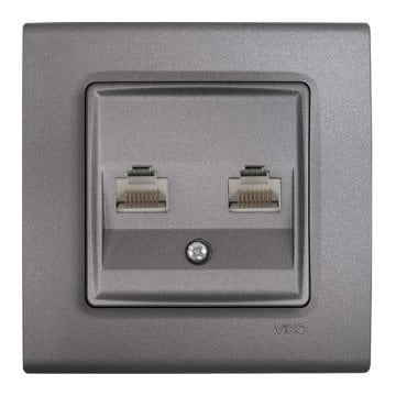 VİKO Linnera Life 90442034 İkili Data Prizi (2xRJ45 CAT5E) [Granit Grisi]