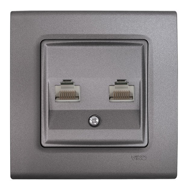 VİKO Linnera Life 90442079 İkili Data Prizi (2xRJ45 CAT6) [Granit Grisi]