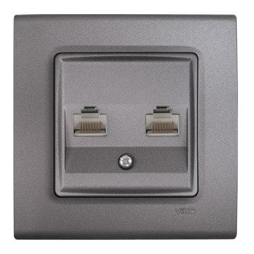 VİKO Linnera Life 90442079 İkili Data Prizi (2xRJ45 CAT6) [Granit Grisi]