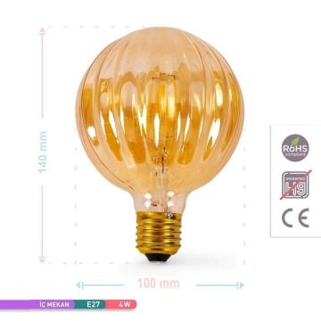 ACK AB57-00420 4 Watt LED G100 Rustik Ampul - Amber