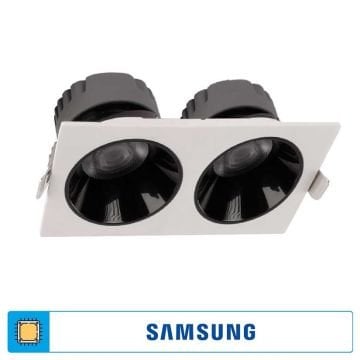 ACK AD10-03610 2x25 Watt Siyah-Beyaz İkili Sıva Altı SAMSUNG LED Spot - Ilık Beyaz (4000K)