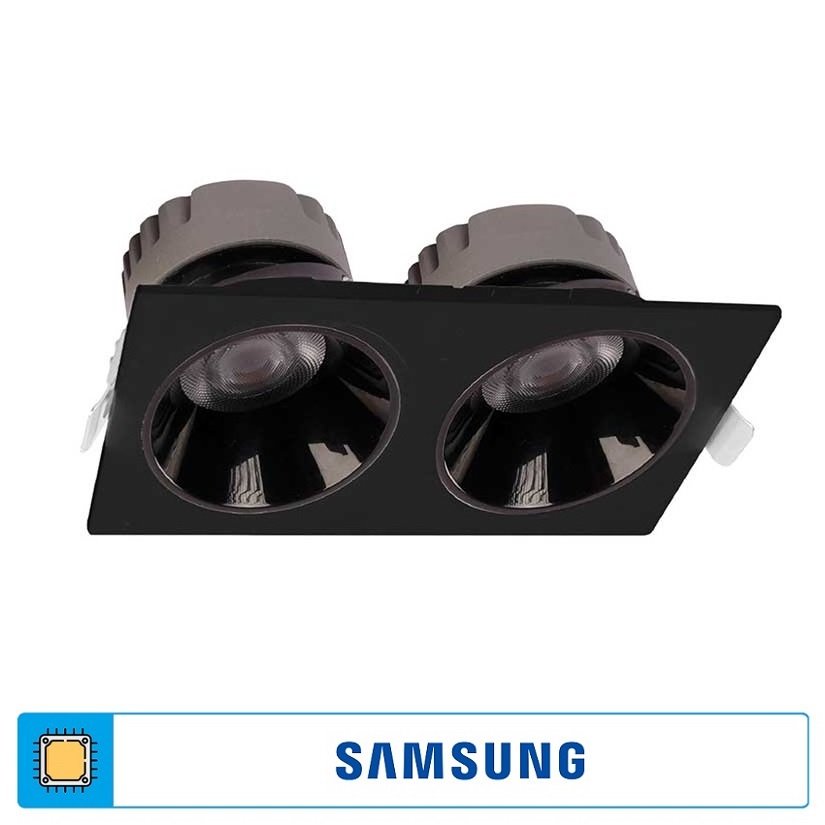 ACK AD10-03611 2x25 Watt Siyah İkili Sıva Altı SAMSUNG LED Spot - Ilık Beyaz (4000K)