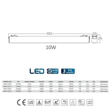 Braytron BD60-10311 10 Watt 30 cm LED Magnet Armatür - Ilık Beyaz (4000K)