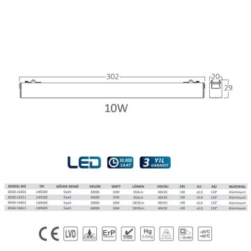 Braytron BD60-10311 10 Watt 30 cm LED Magnet Armatür - Ilık Beyaz (4000K)