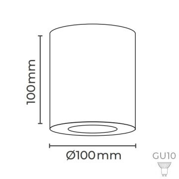MOLLED MOL362-3 10x10 cm 10 Watt Beyaz-Siyah Sıva Üstü Silindir Spot (Metal)
