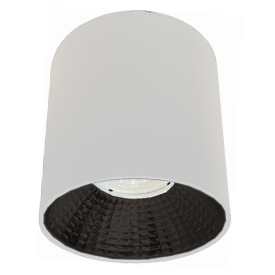 10x10 cm Beyaz-Siyah Sıva Üstü Silindir Spot