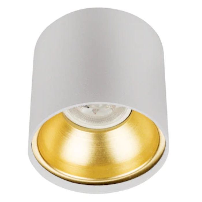 10x10 cm Beyaz-Gold Sıva Üstü Silindir Spot