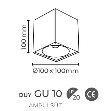 MOLLED MOL363-3 10x10x10 cm Beyaz-Siyah Sıva Üstü Spot Kasası (Metal - GU10 Duylu)