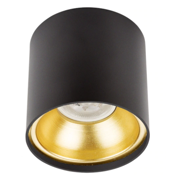 10x10 cm Siyah-Gold Sıva Üstü Silindir Spot
