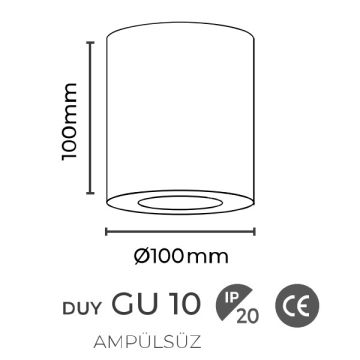 MOLLED MOL362-4 10x10 cm Beyaz-Bakır Sıva Üstü Silindir Spot Kasası (Metal - GU10 Duylu)