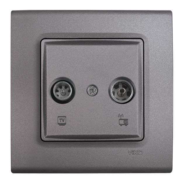 VİKO Linnera Life 90442086-87 Uydu Prizi (TV-SAT - 8-11dB - Geçişli) [Granit Grisi]