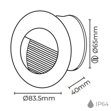 MOLLED MOL9002 3 Watt Siyah/Antrasit/Beyaz Sıva Altı Yuvarlak Dış Mekan LED Merdiven Armatürü - Metal - Gün Işığı (3000K)